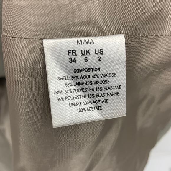 Manoush Anthropologie Gray Wool Coat Ruffle Neckline Size 2 - Picture 5 of 12